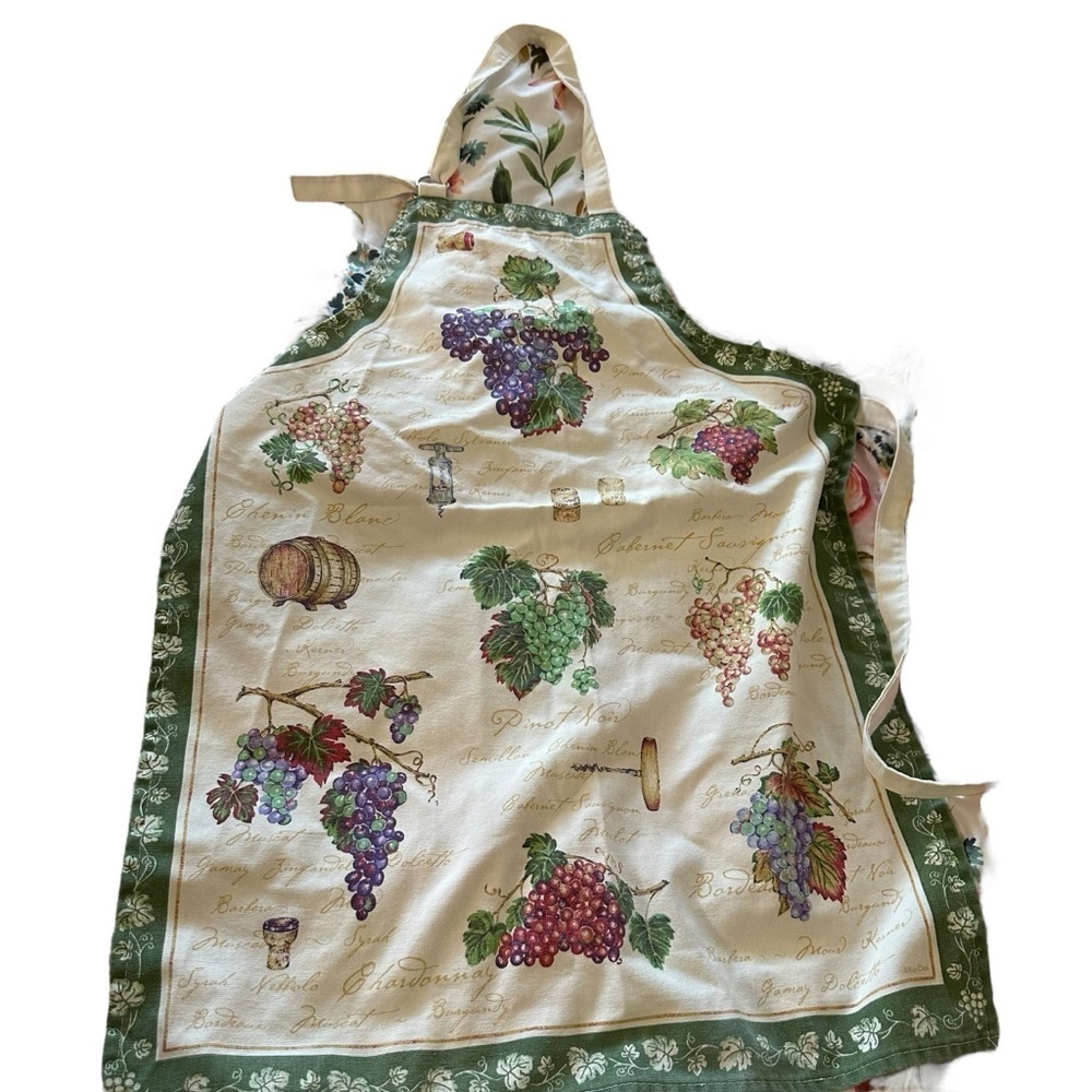 Vintage Kay Dee Cotton VINTAGE GRAPES Design Cooking Kitchen Apron Adjustable